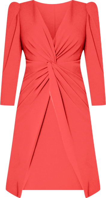 Women's Puffed-Shoulder Twist-Front Dress