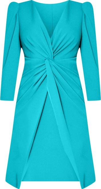 Women's Puffed-Shoulder Twist-Front Dress