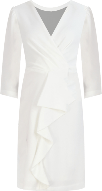 Women's Pleated Ruffled-Front Sheath Dress