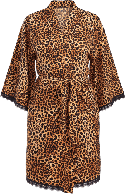 Women' s Chiya Robe with Self Tie Sash and Lace Trimed Hemlines