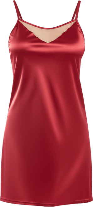 Women's Jenna Contrast Nude and Burgundy Satin Chemise