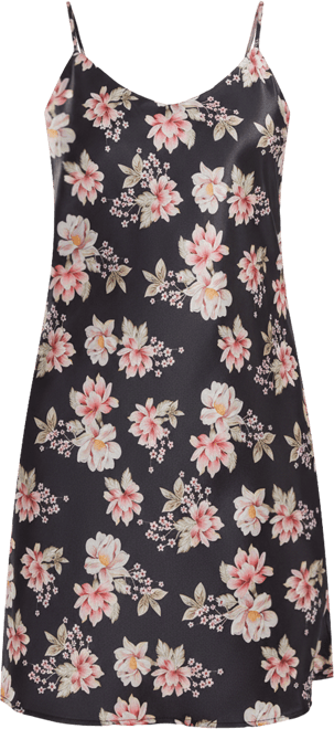 Women's Cyrus Ultra Soft Floral Satin Chemise in Bias Cut Silhouette