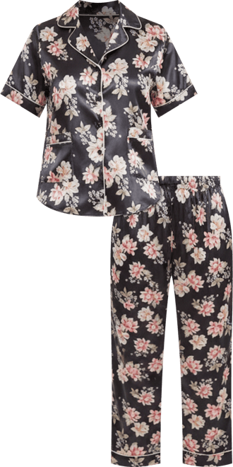 Women's Cyrus Floral Satin pajama Pant Set with Cuff Detail, 2 Piece