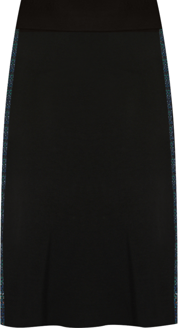 Plus Size Sequin Side Contrast Fold Over Midi Skirt