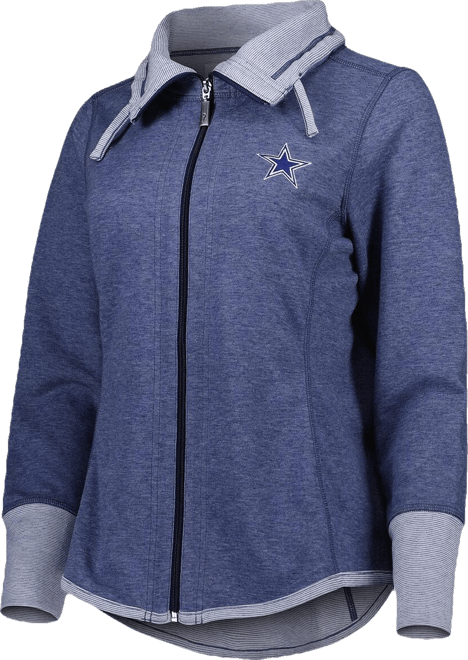 Women's  Heathered Navy Dallas Cowboys Sport Sun Fade Full-Zip Sweatshirt