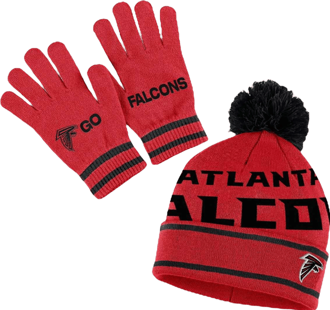Women's  Red Atlanta Falcons Double Jacquard Cuffed Knit Hat with Pom and Gloves Set