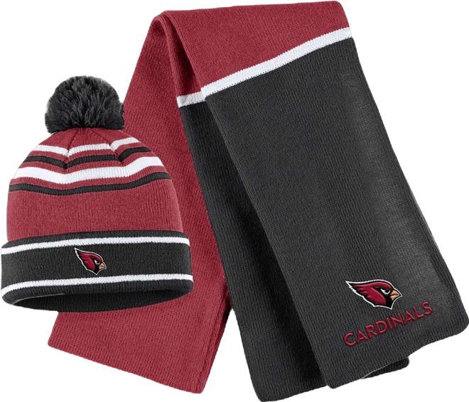 Women's  Cardinal Arizona Cardinals Colorblock Cuffed Knit Hat with Pom and Scarf Set