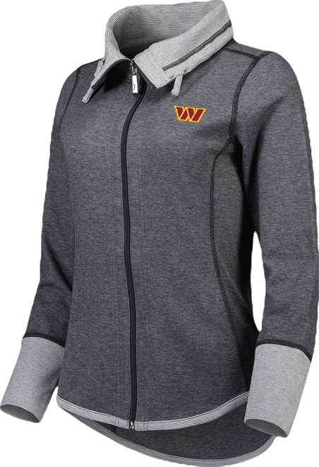 Women's  Heathered Black Washington Commanders Sport Sun Fade Full-Zip Sweatshirt