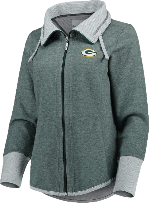 Women's  Heathered Green Green Bay Packers Sport Sun Fade Full-Zip Sweatshirt