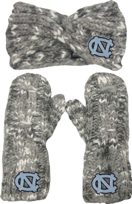 Women's  North Carolina Tar Heels Logo Marled Headband and Mitten Set