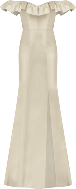 Women's Off-the-Shoulder Ruffle Neck Satin Trumpet Gown