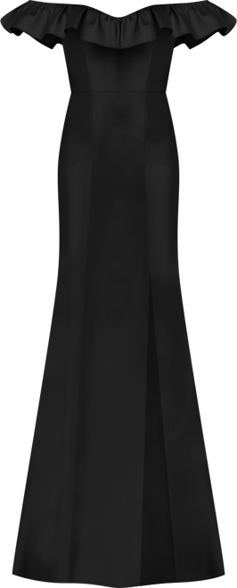 Women's Off-the-Shoulder Ruffle Neck Satin Trumpet Gown