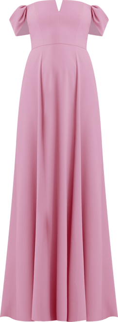 Women's Off-the-Shoulder Pleated Cap Sleeve A-line Maxi Dress