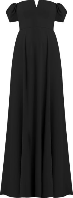 Women's Off-the-Shoulder Pleated Cap Sleeve A-line Maxi Dress