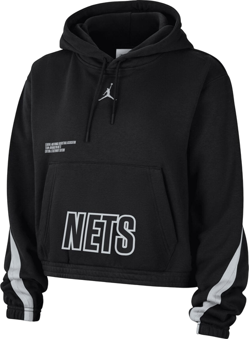 Women's  Black Brooklyn Nets Courtside Statement Edition Pullover Hoodie