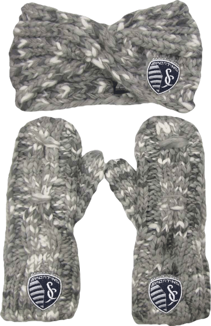 Women's  Gray Sporting Kansas City Marled Headband and Mittens Set