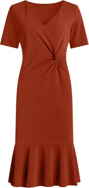 Women's Twisted Flounce-Hem Midi Dress