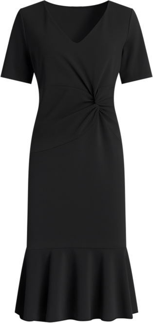 Women's Twisted Flounce-Hem Midi Dress