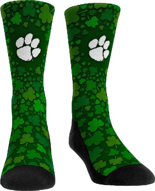 Men's and Women's  Socks Clemson Tigers St. Patrick's Day Shamrock Crew Socks