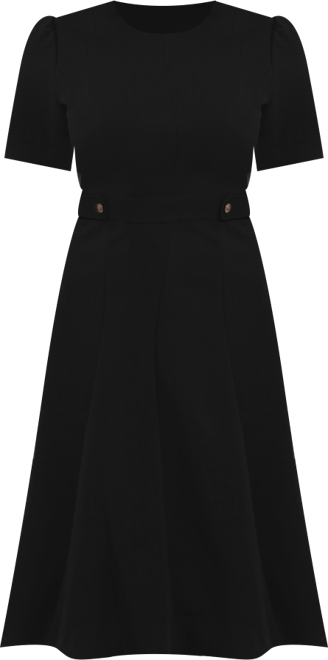 Women's Puff-Sleeve Tab-Detail Fit & Flare Dress