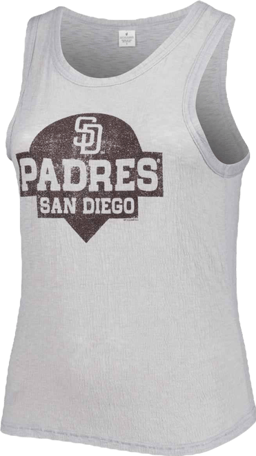 Women's  Gray San Diego Padres Plus Size High Neck Tri-Blend Tank Top
