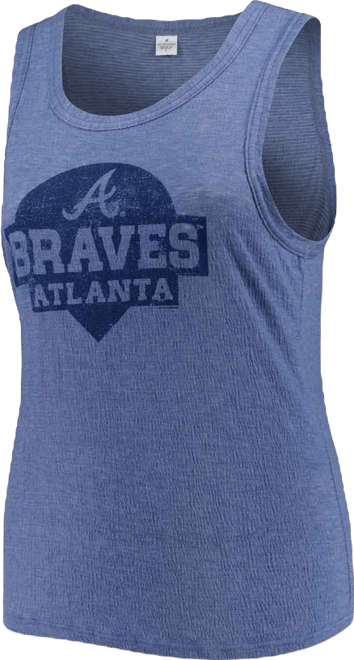 Women's  Navy Atlanta Braves Plus Size High Neck Tri-Blend Tank Top