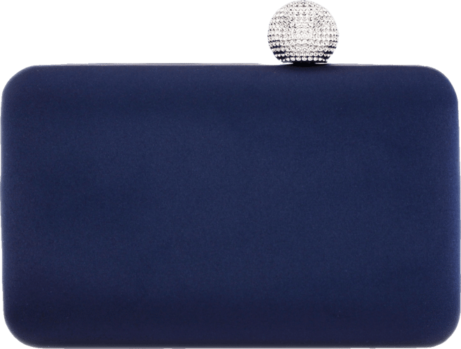 Satin Minaudiere Crystal Clasp Clutch