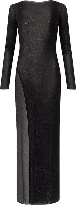 Women's Shiny Mesh Maxi Slit Dress