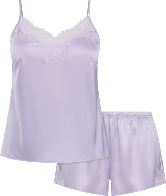 Women's Clara Satin 2 Piece Camisole with Eyelash Lace Pajama Set