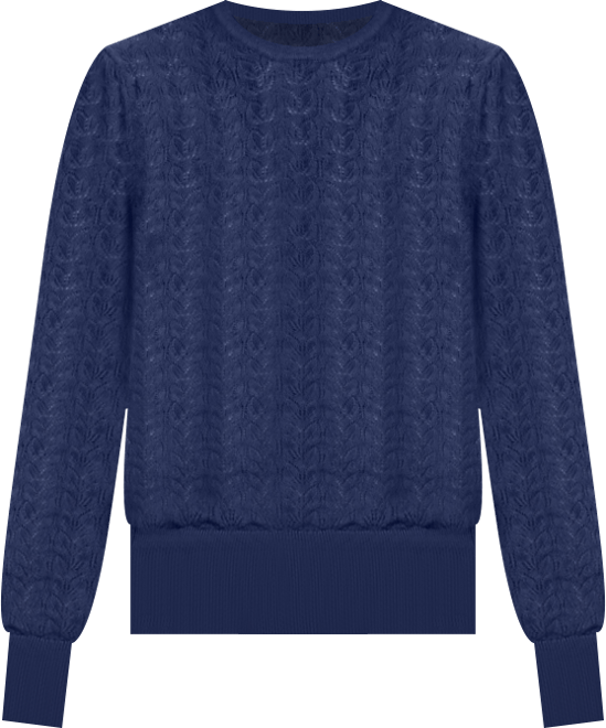 Women's Long Sleeve Pointelle Sweater with Bellow Sleeves