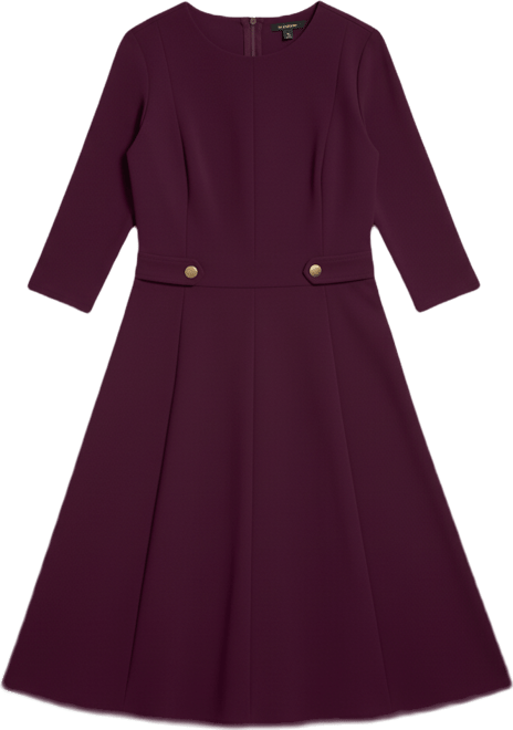 london times women's tab-waist fit & flare dress London Times Petite Fit & Flare Scuba Crepe Midi Dress - Persimmon