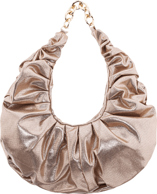 Ruched Metallic Hobo