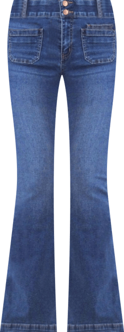 Women's Tummy Control Bootcut Jeans with Classic Pockets and back design