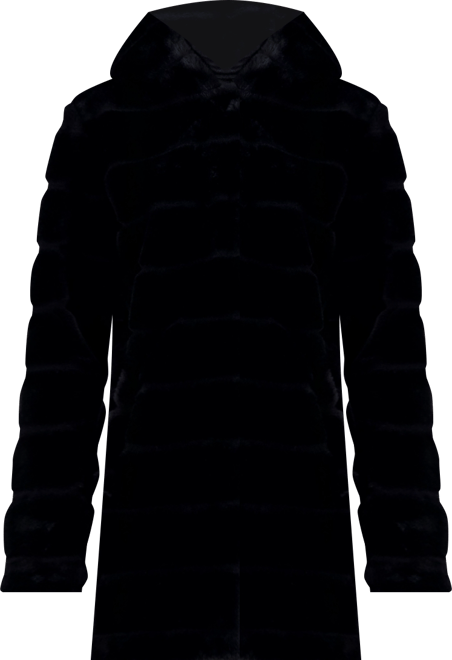 Women's Hooded Grooved Faux Fur Coat