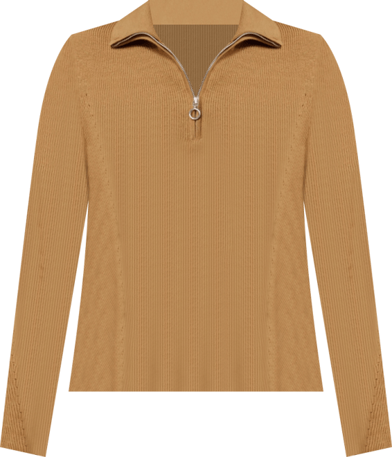 Women's Gaia Ribbed Half Zip Ultra-fine Wool Sweater