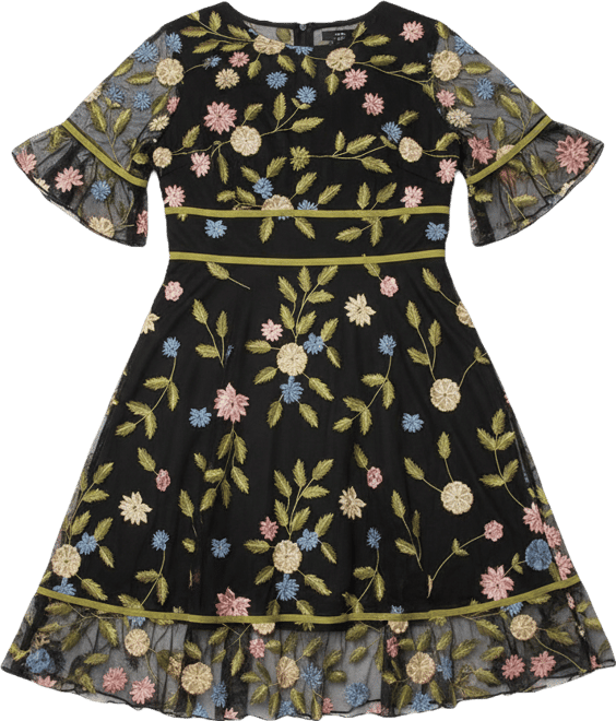 Kiyonna Plus Size Wildflower Embroidered Floral Mesh Cocktail Dress - Macy's