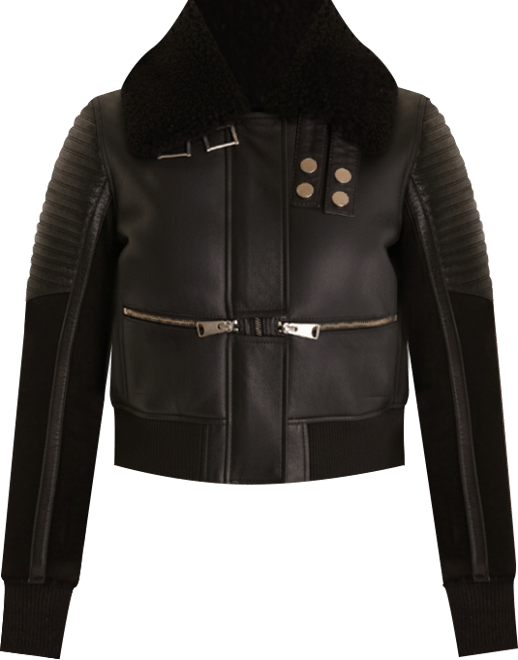 Women's Fashion Jacket, Silky Black With Black Curly Wool