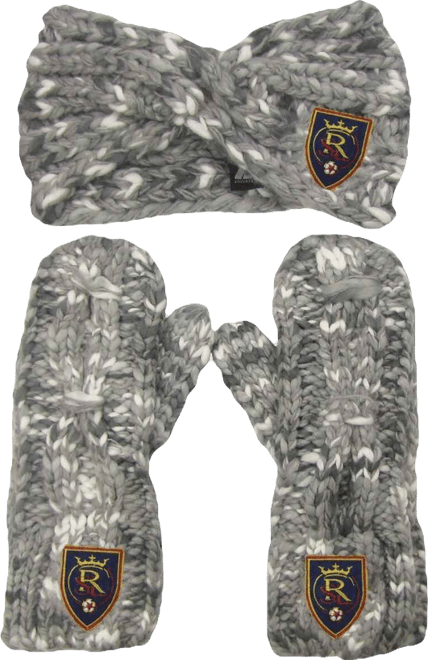 Women's  Gray Real Salt Lake Marled Headband and Mittens Set