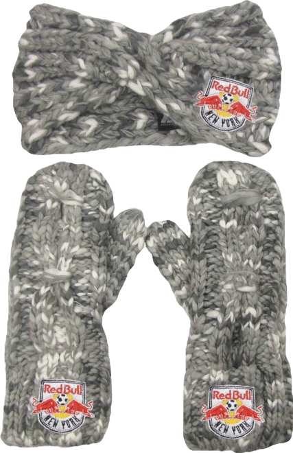 Women's  Gray New York Red Bulls Marled Headband and Mittens Set