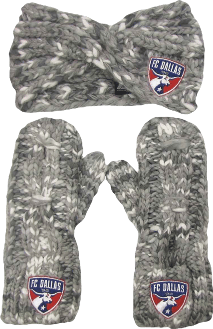 Women's  Gray Fc Dallas Marled Headband and Mittens Set