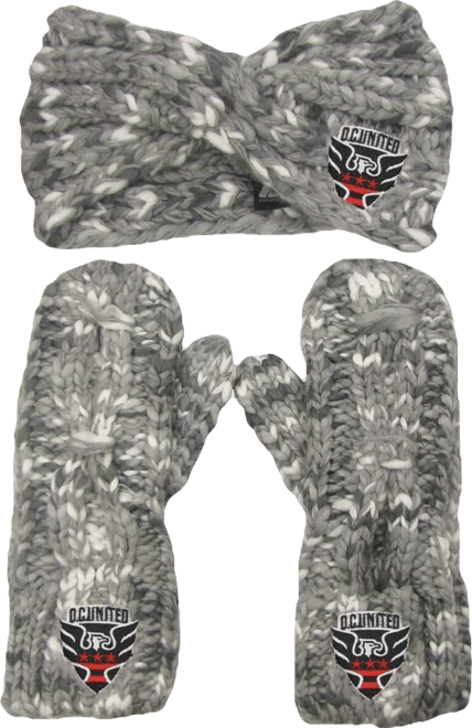Women's  Gray D.c. United Marled Headband and Mittens Set