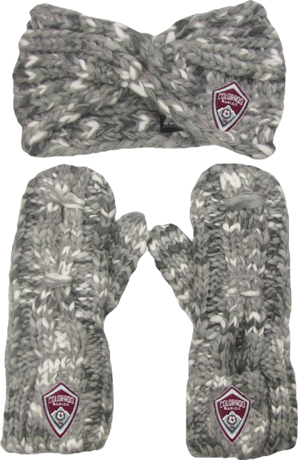 Women's  Gray Colorado Rapids Marled Headband and Mittens Set