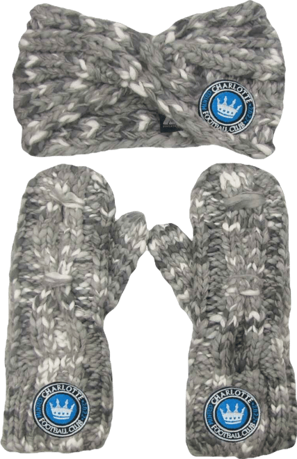 Women's  Gray Charlotte Fc Marled Headband and Mittens Set