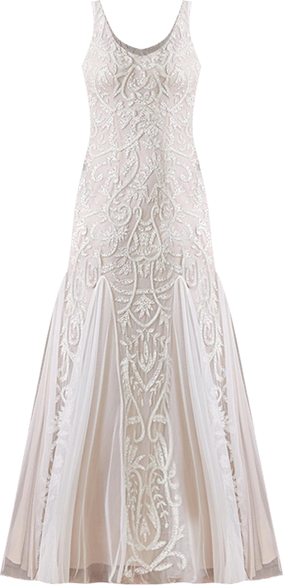 Women's Greta Beaded V-Neck Tulle Wedding Dress with Contrast Lining