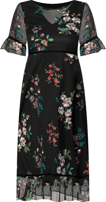 Women's Wildflower Embroidered Floral Mesh Dress