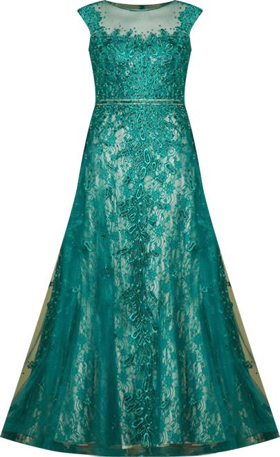 Women's Inspired Lace Gown with Cap Sleeves