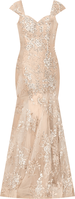 Women's  Cap Sleeve Mermaid Gown