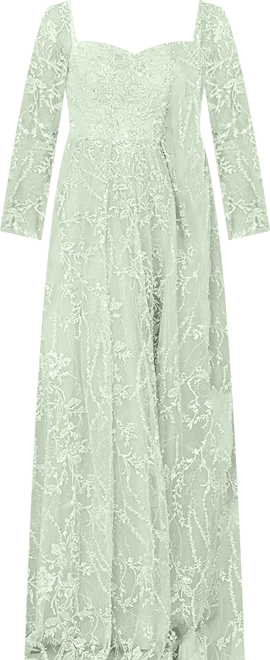 Women's Long Sleeve Beaded Lace Gown