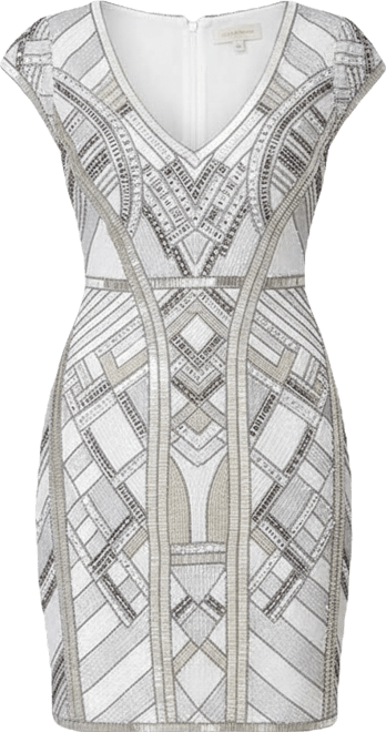 Women's Beaded, V-neck Mini Dress