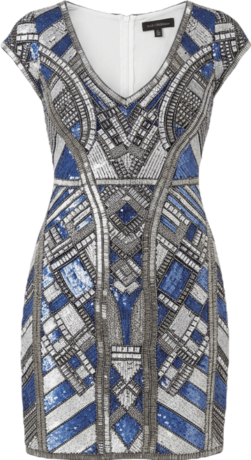 Women's Beaded, V-neck Mini Dress